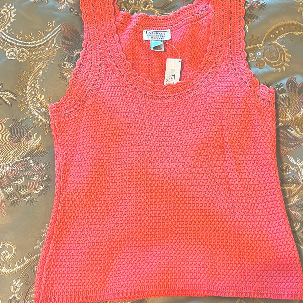Pointelle Tank Sweater in Light Peach Color by Talbots Collection size M